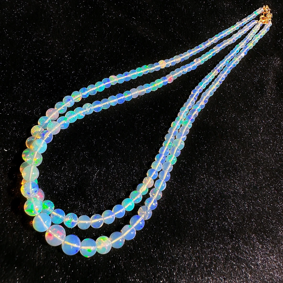 7033极光炫彩欧泊圆珠项链多样性发一