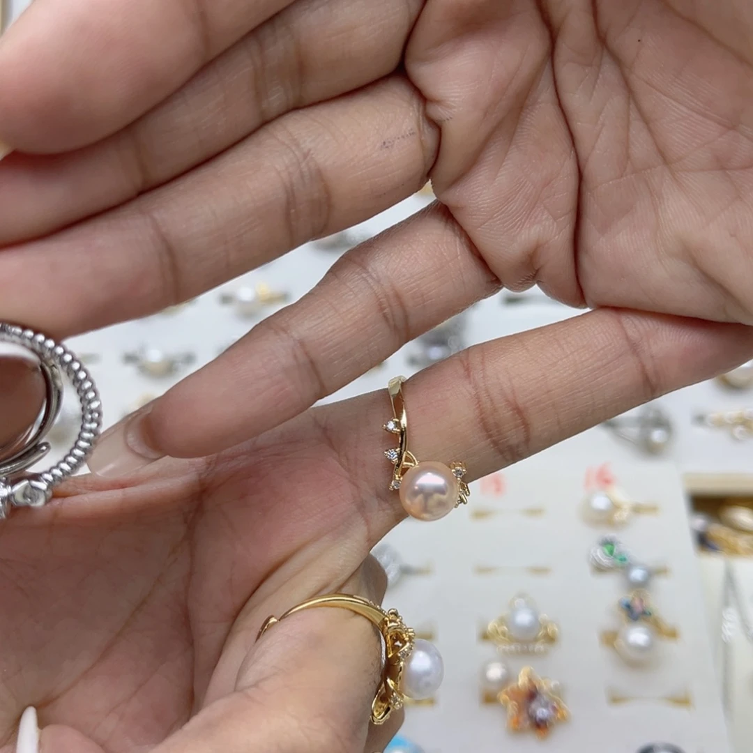 时***逝淡水珍珠戒指合金