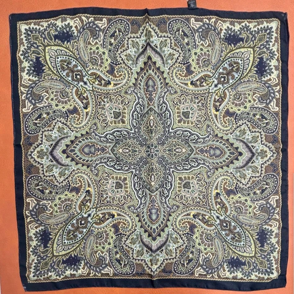 【70丝毛 宫廷腰果】丝巾围巾高级披肩送礼复古国风双面