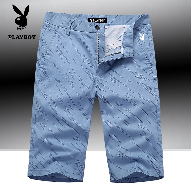 花花公子薄款中腰夏季七分裤修身直筒运动韩版休闲中裤男五分短裤