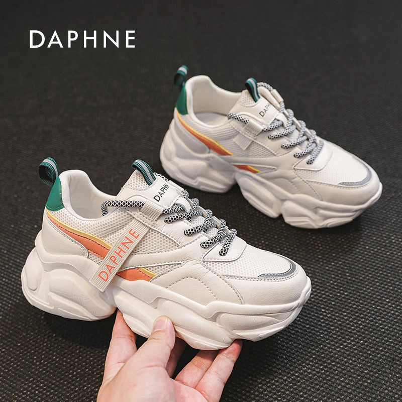 达芙妮官方正品2025秋季网红爆款老爹鞋厚底增高网面休闲运动鞋L