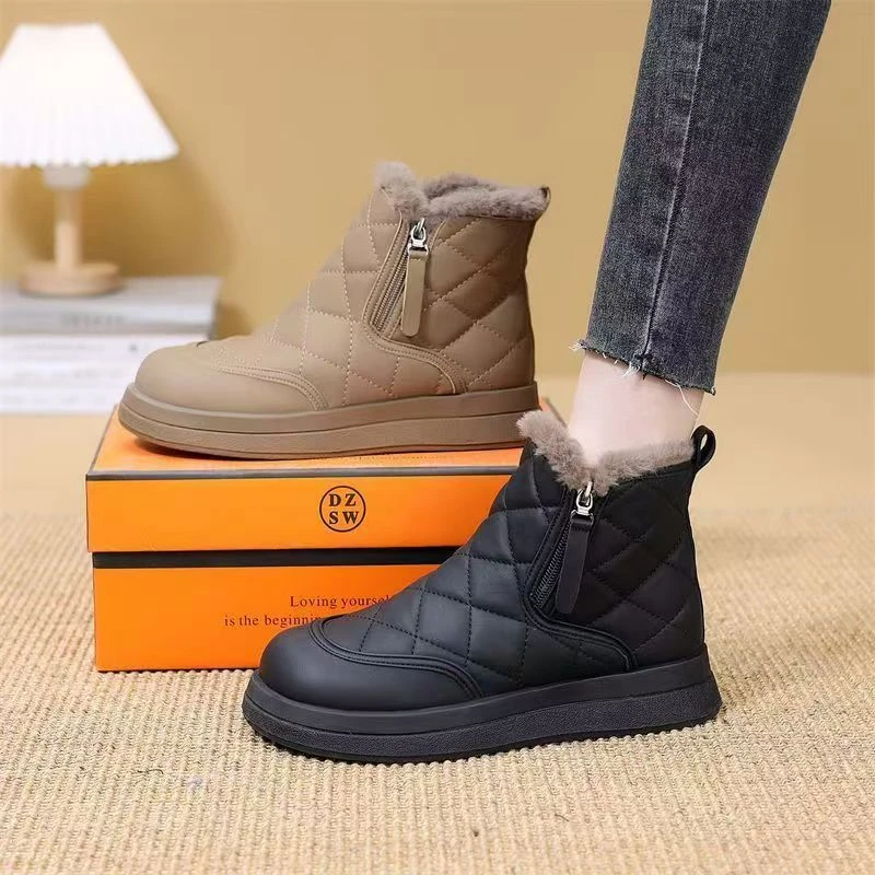 雪地靴女2025冬季新款加绒加厚防水防滑厚底短靴面包棉鞋松糕底Z