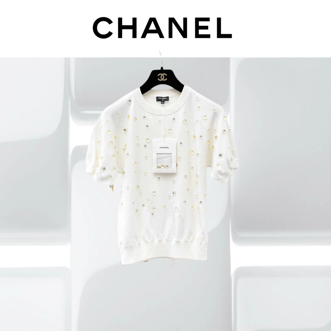 99新 Chanel/香奈儿  34码 白色 水滴装饰 上衣