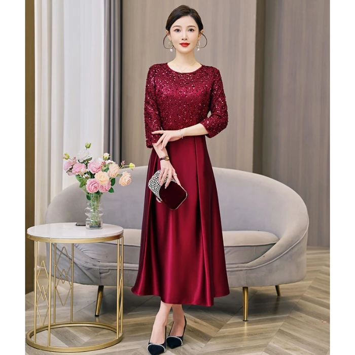 礼服小众设计师轻奢遮肚子长款生日宴会结婚婚礼主持人晚礼服裙子