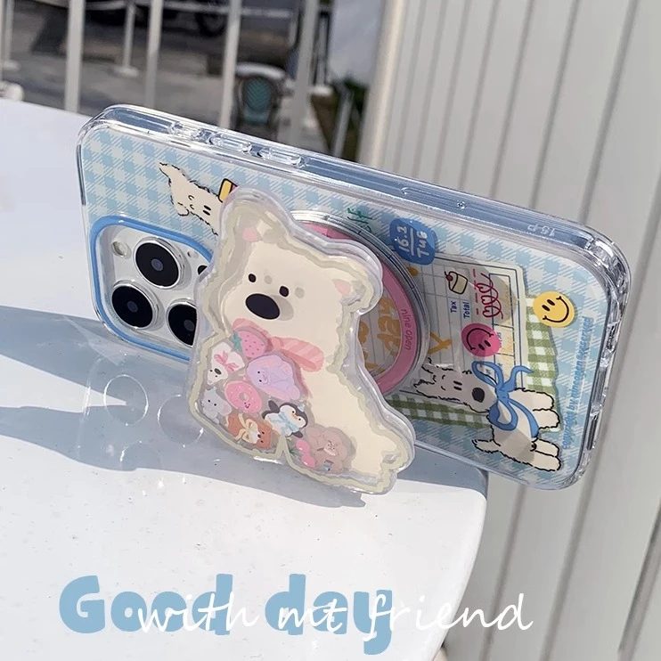 韩系小狗涂鸦日记适用苹果16promax手机壳iPhone15/14带摇摇乐支