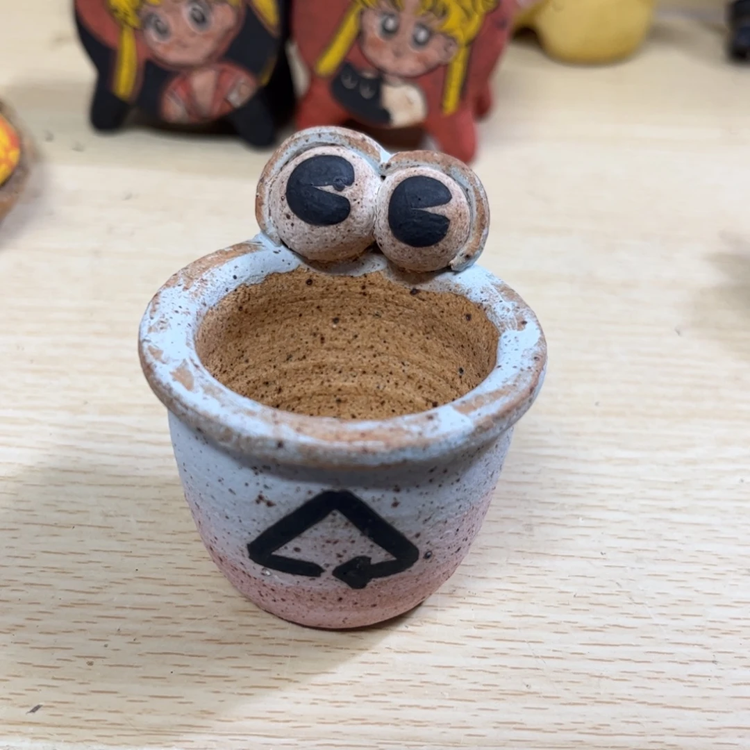 泥塑古镇炻陶花盆