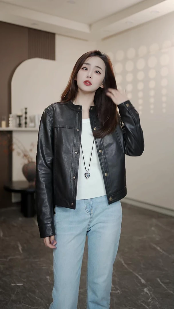 2025年新款春季洋气皮衣外套女春秋老钱风网红爆款短款机车皮夹克