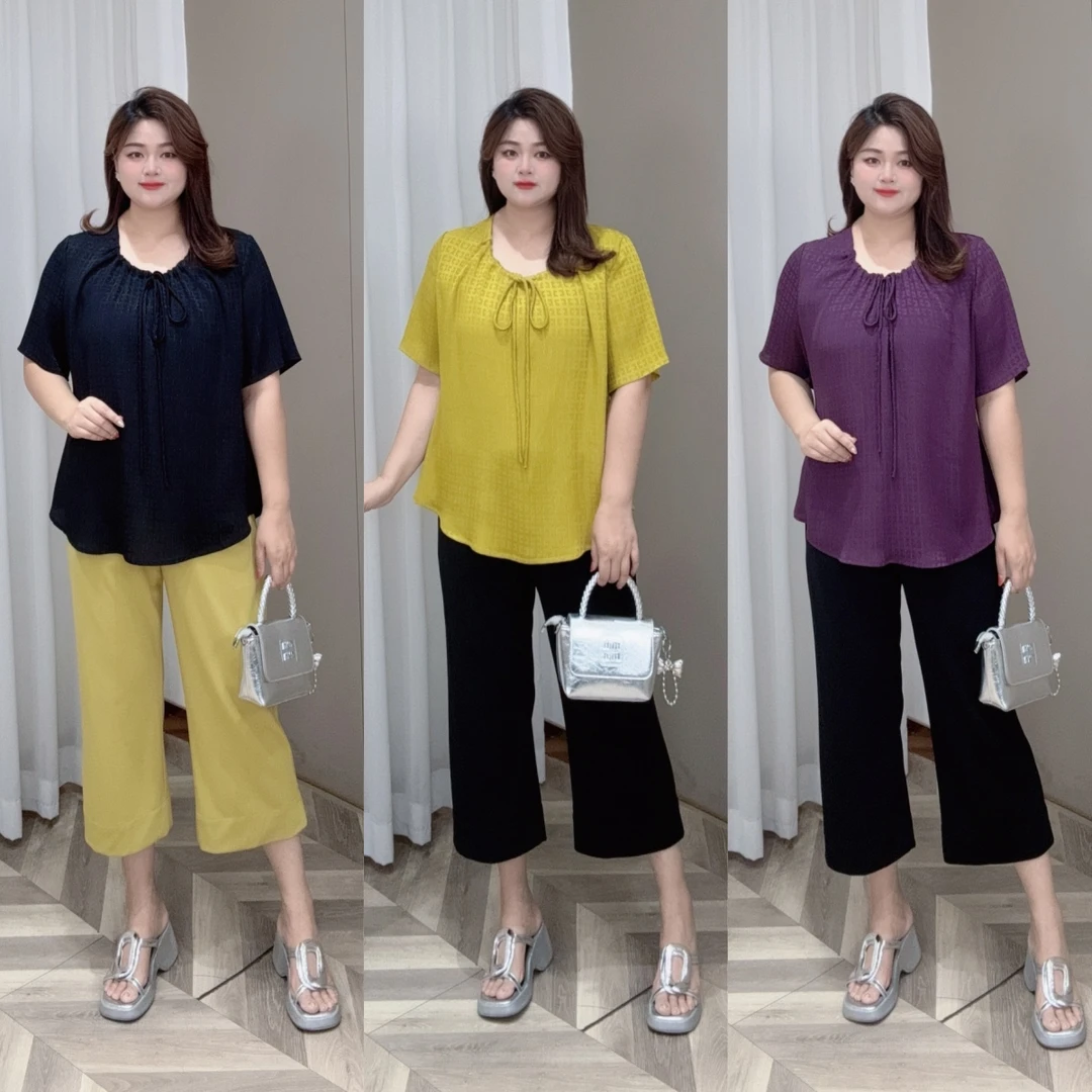 PWD33090【现货仅上衣】夏季显贵气质显瘦系带减龄遮肉小衫【衣长69】