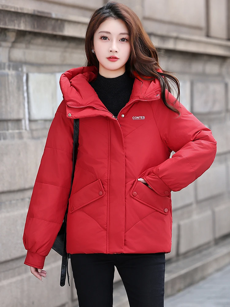 品哥弟新韩版宽松加厚保暖棉服女过膝冬季显瘦休闲软糯外套女