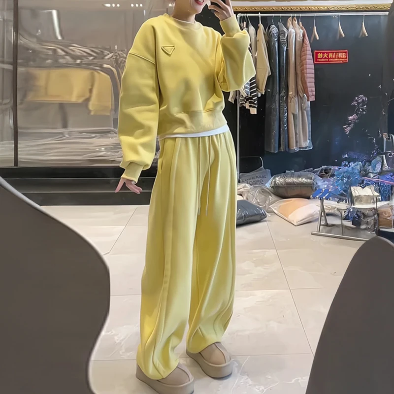 欧货春款休闲运动套装女2025新款大牌时尚宽松阔腿裤两件套