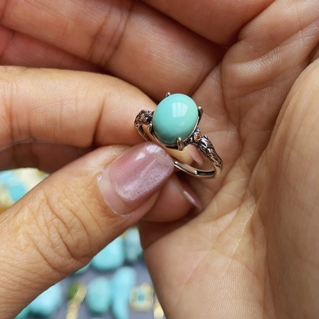 绿松石戒指银S925镶嵌