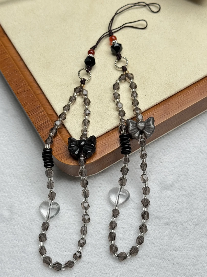 天然蝴蝶结冰曜手机挂（一件/多样性发）SH-000192