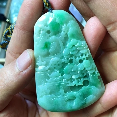 颈饰未镶嵌翡翠福豆豆珠宝翡翠颈饰