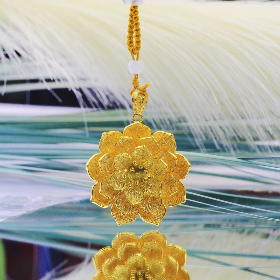 吊坠足银 花团吊坠项链女厚包工艺贵气百搭精致不挑人