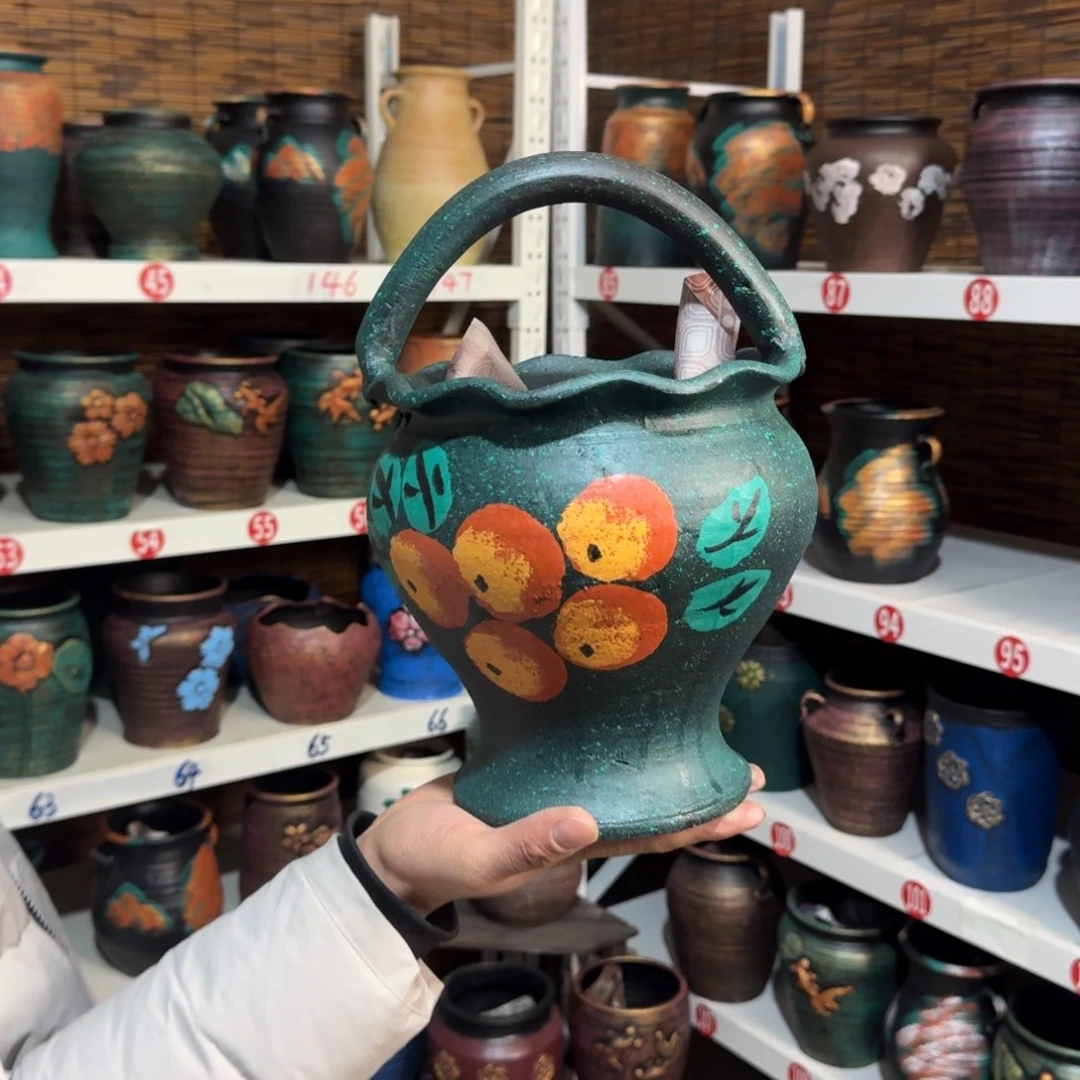 红陶红陶浮雕花盆炸炸炸炸