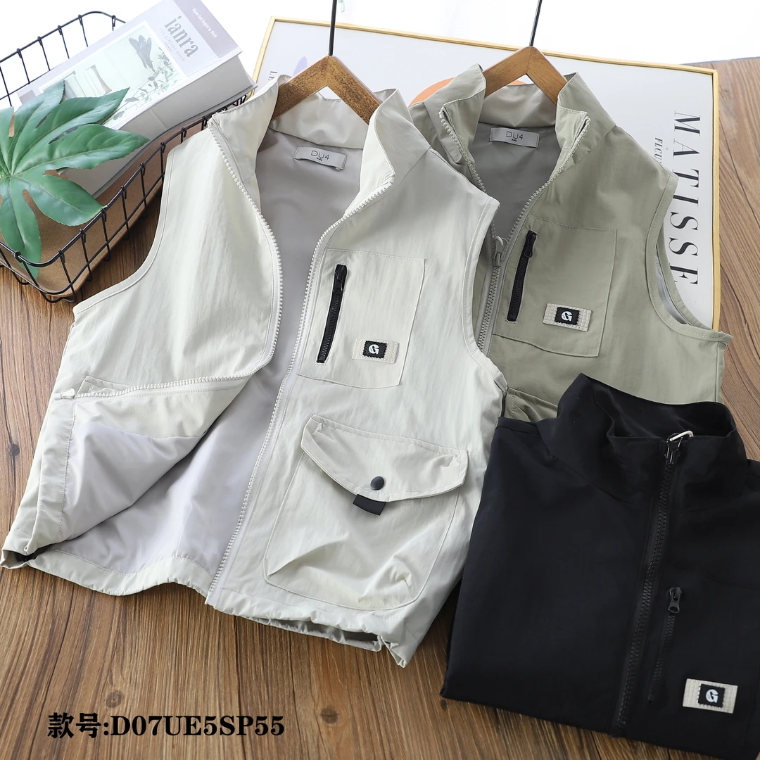 P55男宝拉链三色马甲帅气百搭下摆抽绳设计休闲宽松