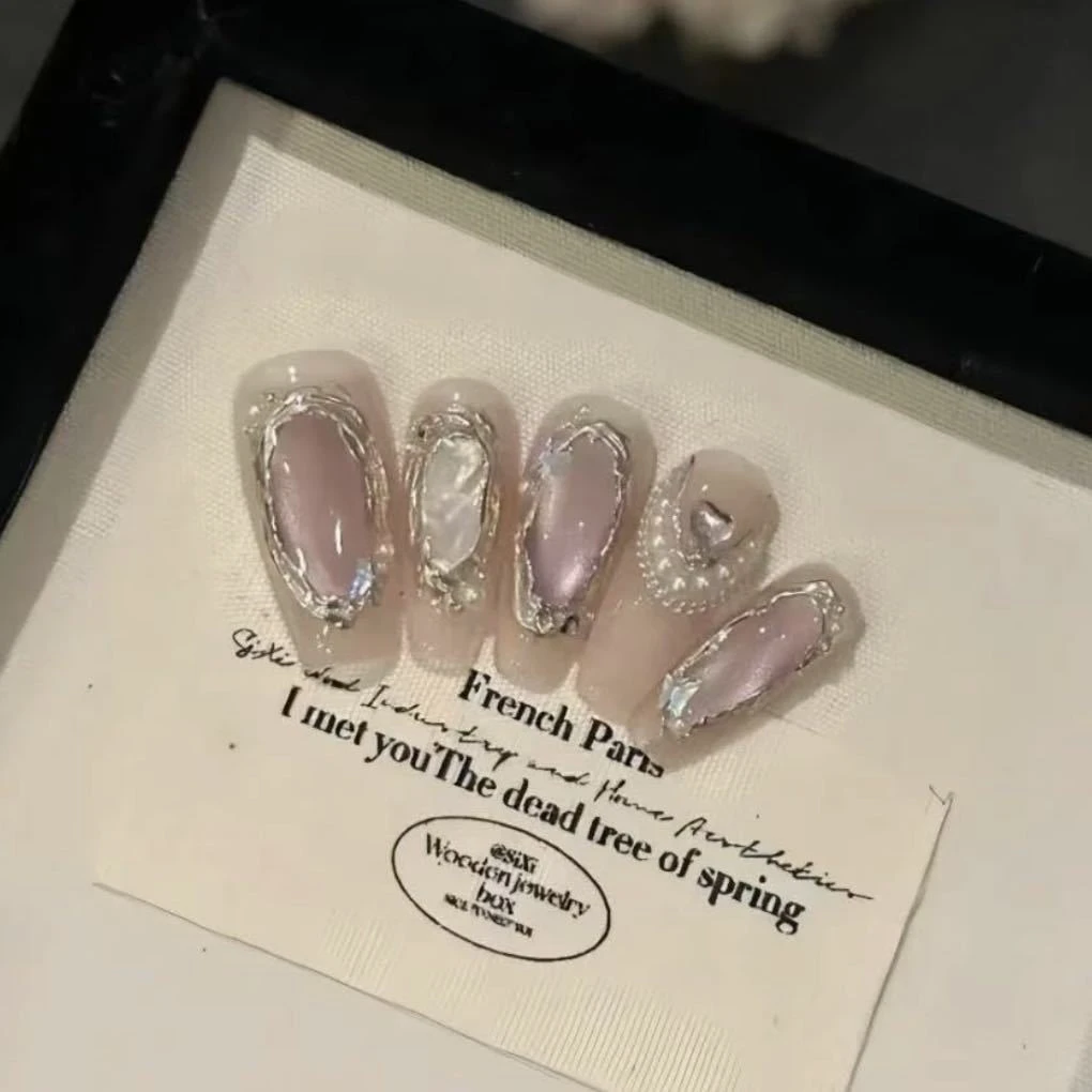 索马里海 纯手工光疗美甲贴果冻贴片指甲穿戴甲美白简约梯形重复