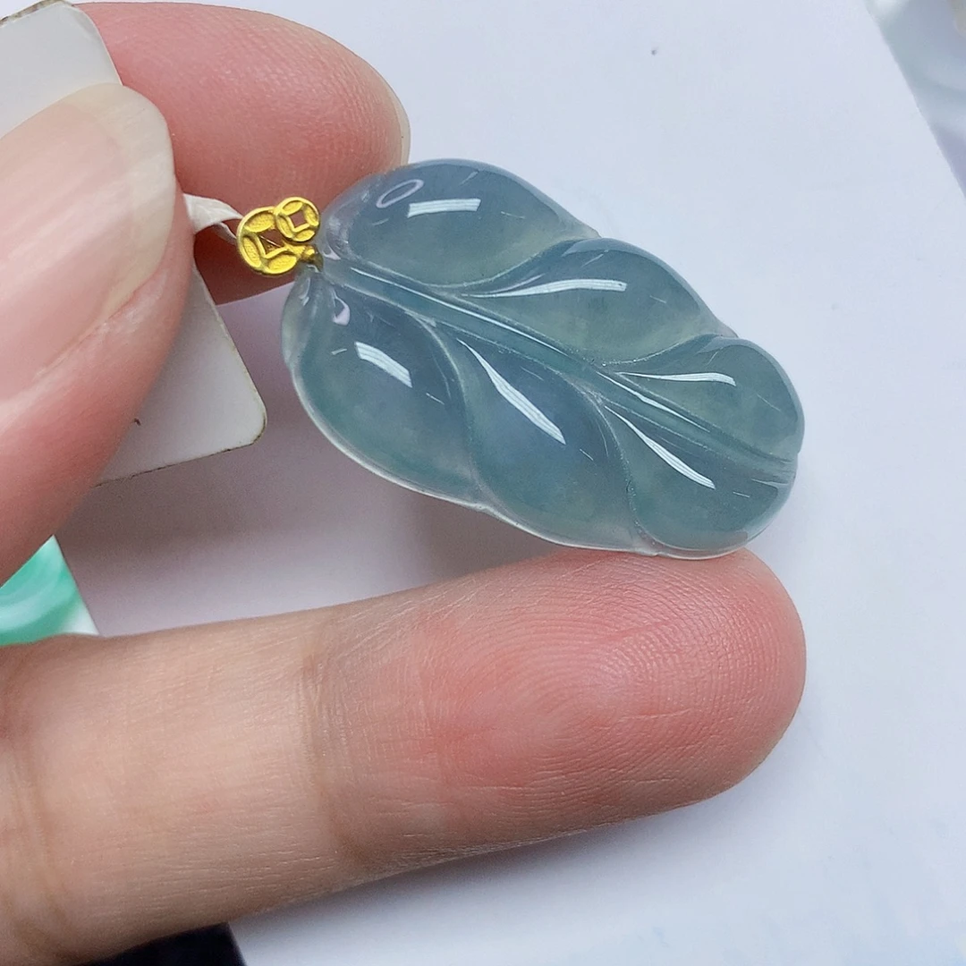 翡翠18K金镶嵌颈饰35789