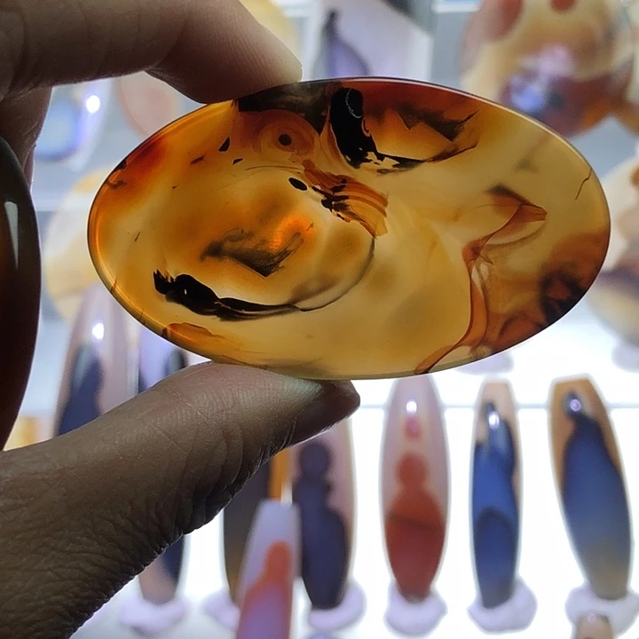 查罗石足银镀金镶嵌珠宝半成品137霞