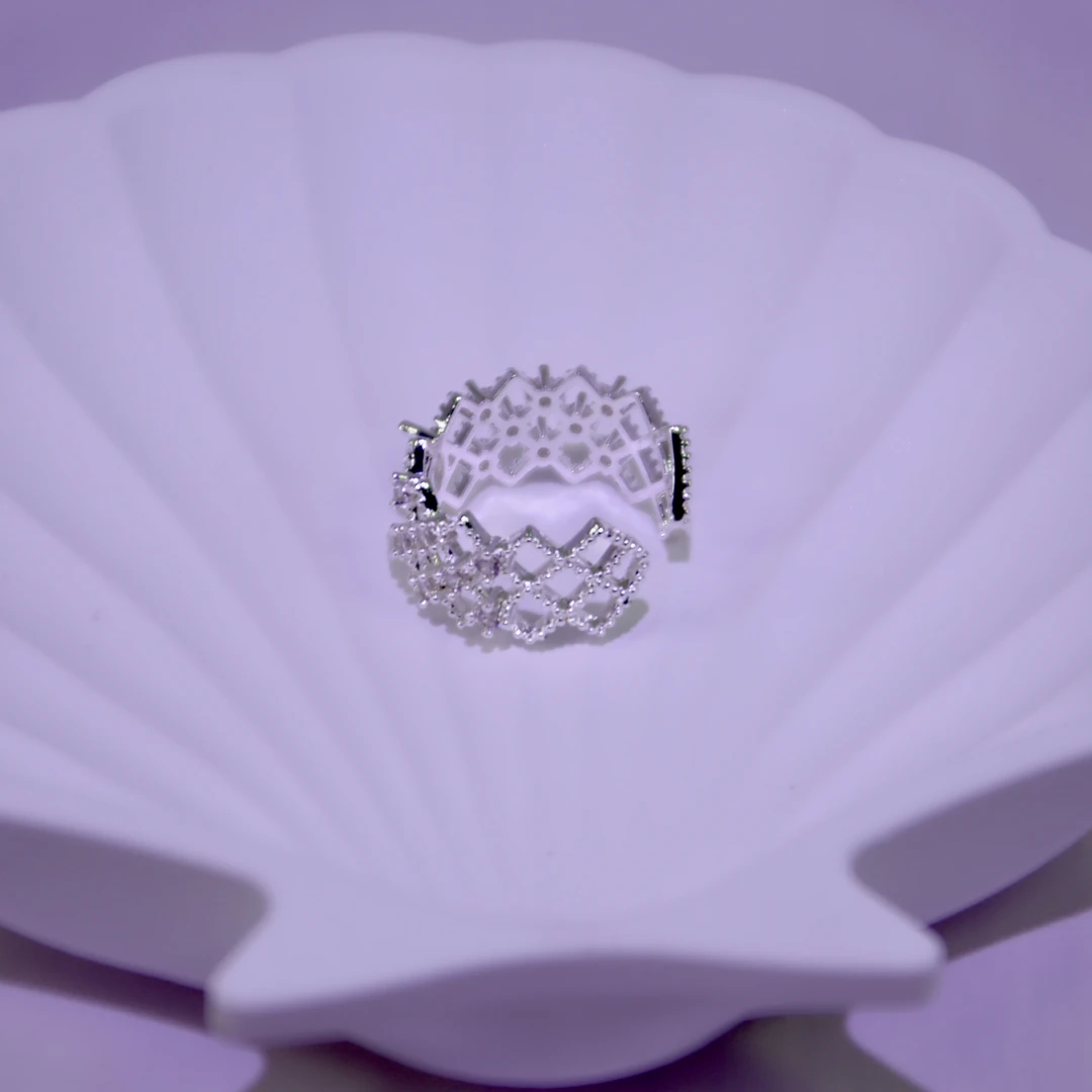 合金锆石戒指 日韩镶钻时尚女指环精致饰品轻奢精美气质编织