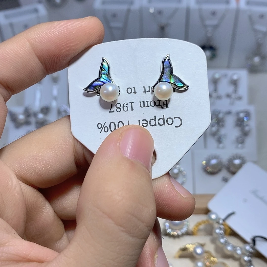 淡水珍珠耳饰银S925镶嵌