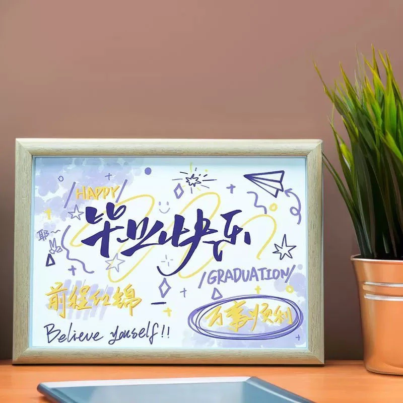 毕业纪念礼物送同学老师摆件相框创意手绘纪念教师礼物书房摆画框