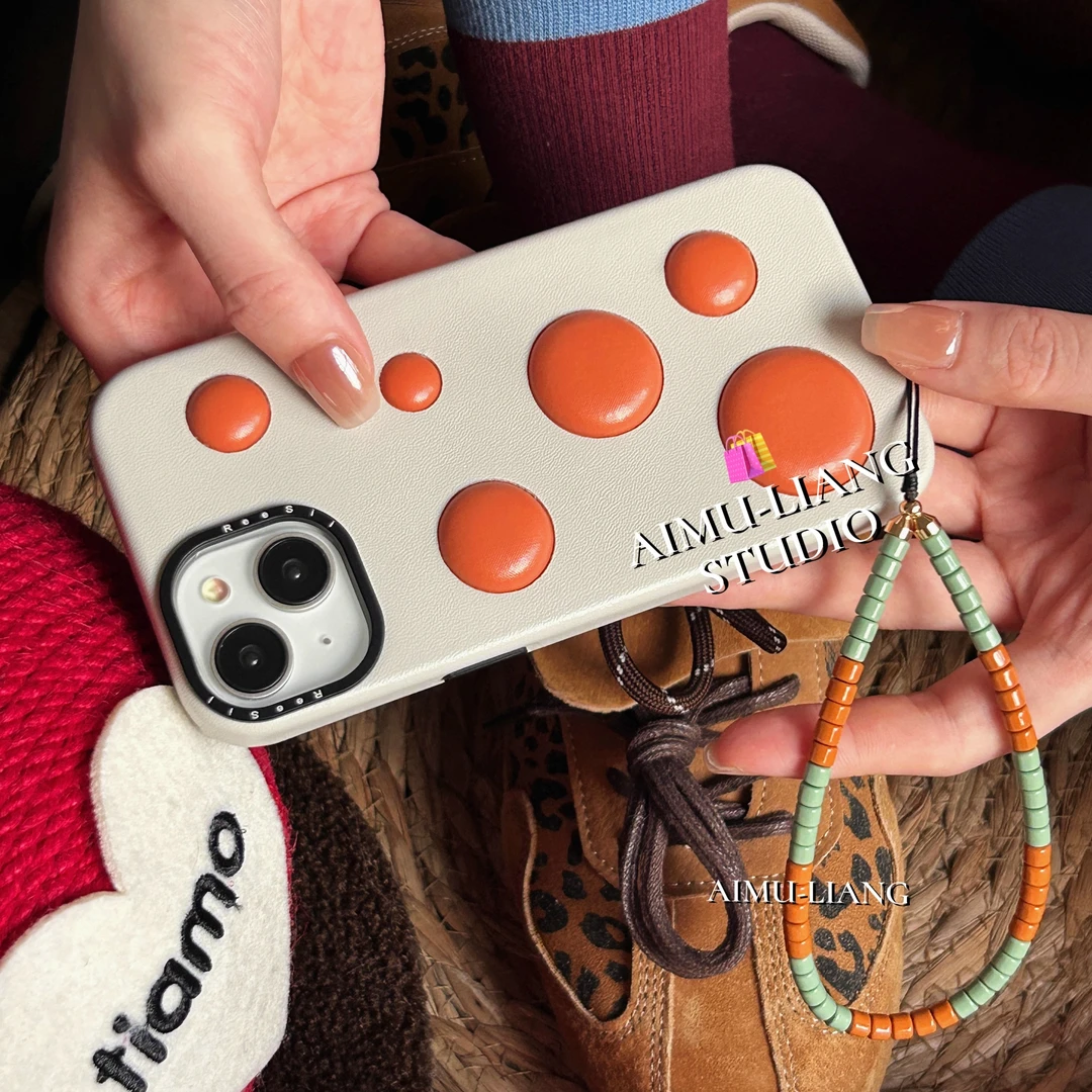 AIMU原创橘皮泡泡捏捏适用iPhone16promax手机壳苹果15甜草手链14