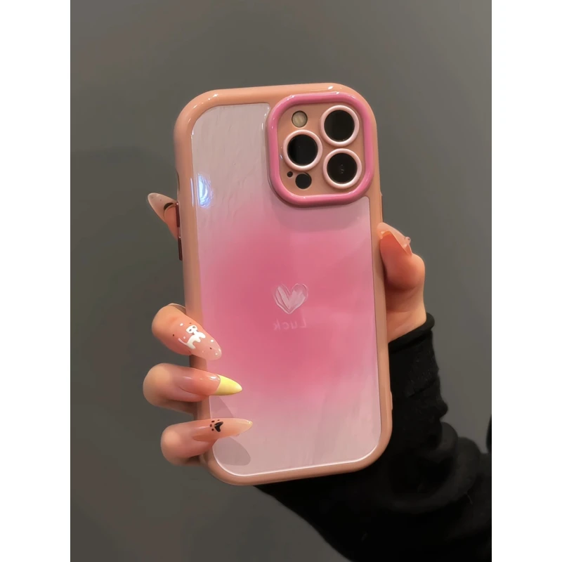 油画爱心适用苹果16pro创意iPhone15奶油手机壳华为p可爱卡通荣耀