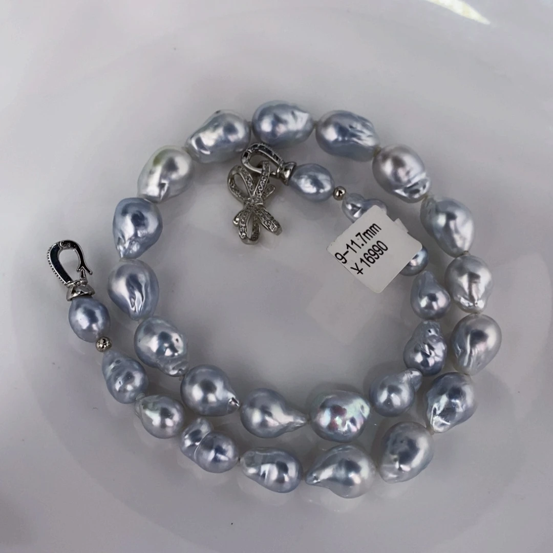 海水珍珠颈饰未镶嵌T****a澳白巴洛克项链9-11.7玲