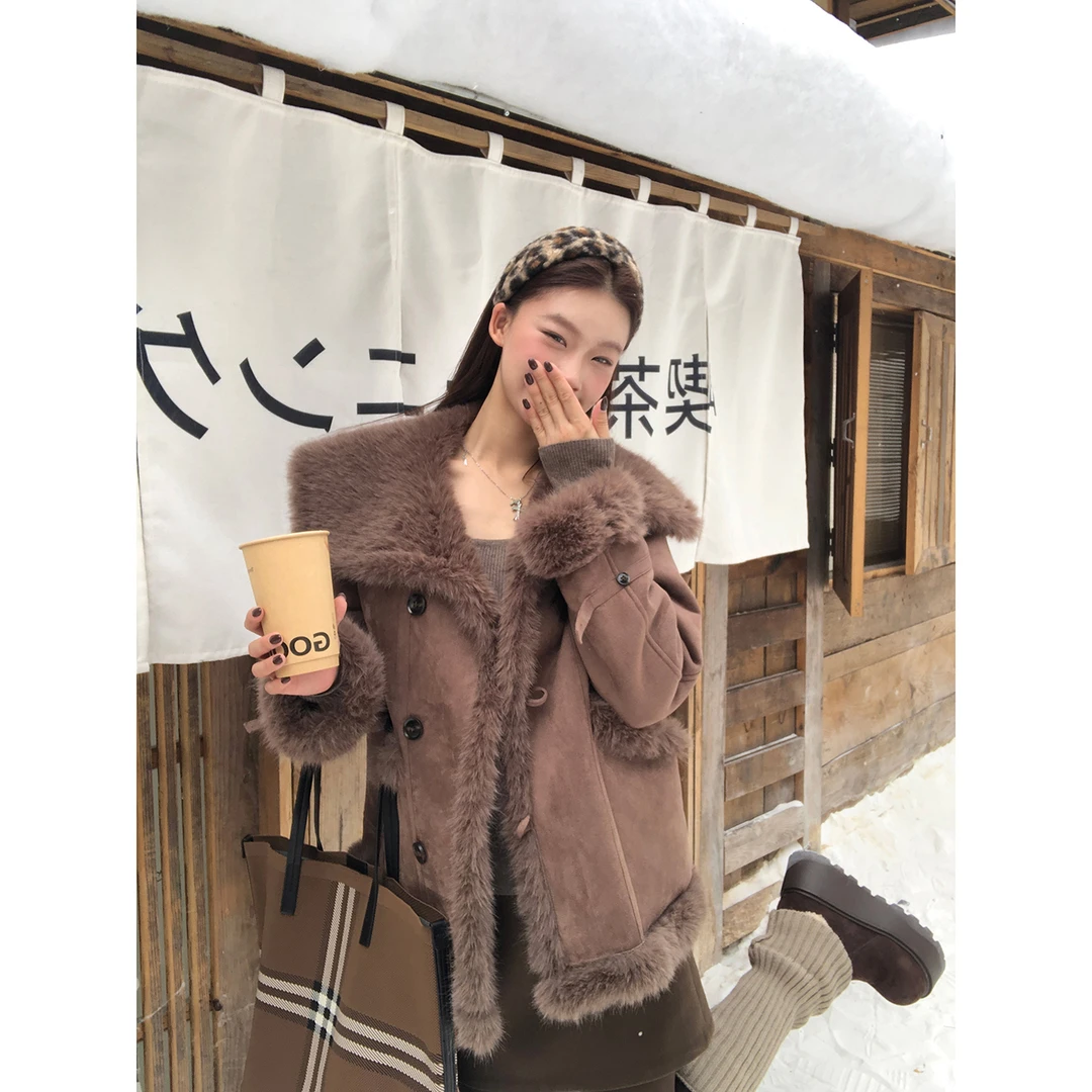 【东欧之旅】韩系氛围感高级感翻领设计宽松毛呢外套85009