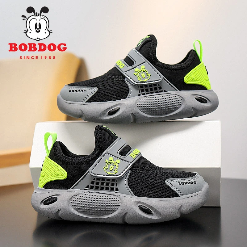 巴布豆童鞋男童鞋2025春秋新款透气网面一脚蹬鞋小童轻便运动鞋女