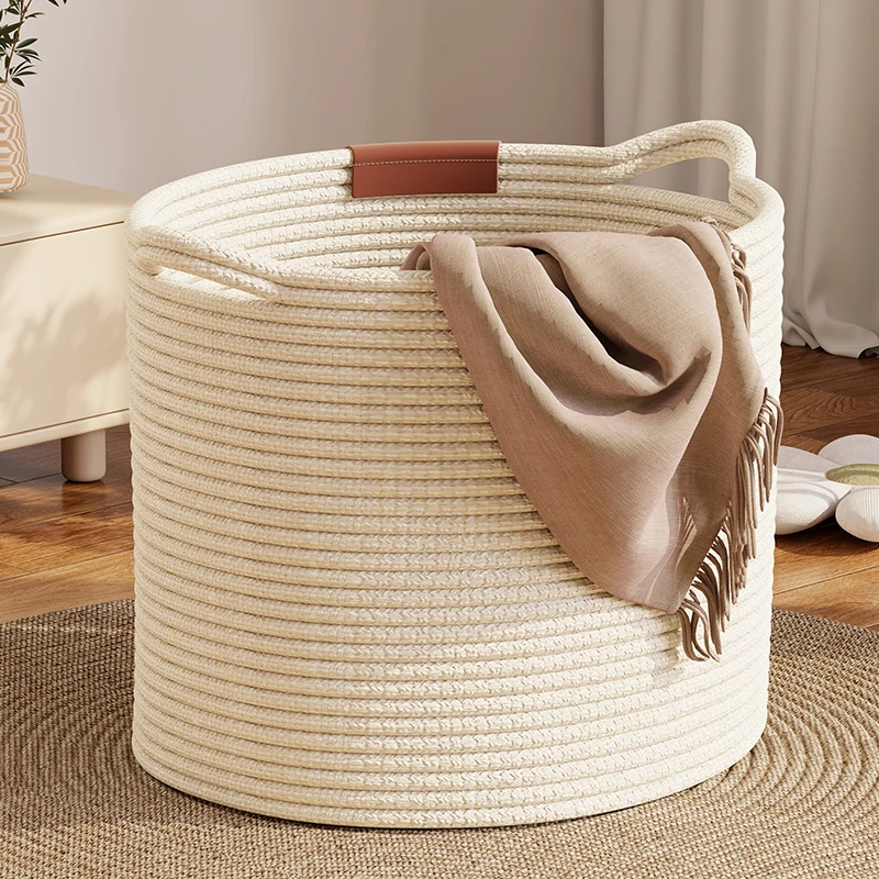 脏衣篓脏衣服收纳筐家用大容量手工编织棉线布艺洗衣篮卧室脏衣篮