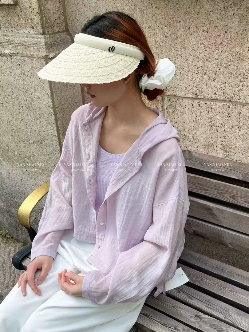 新疆包邮【6020】连帽防晒衬衫-衣长58