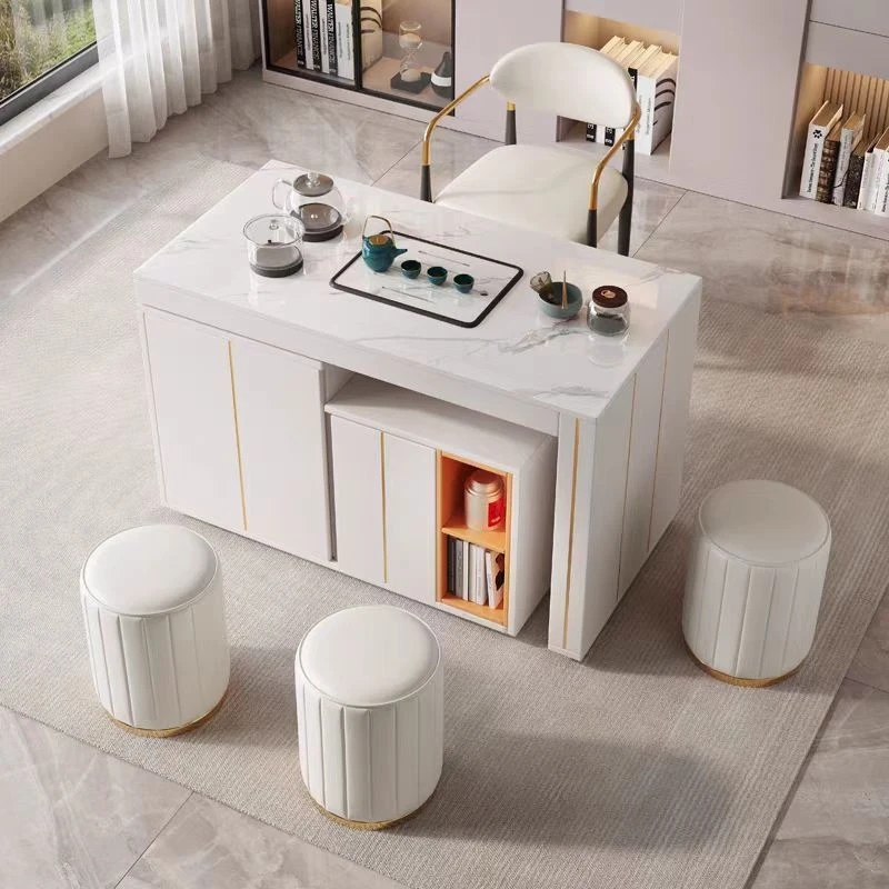 阳台多功能茶车可移动可伸缩客厅茶几家用小茶桌小户型岩板茶台