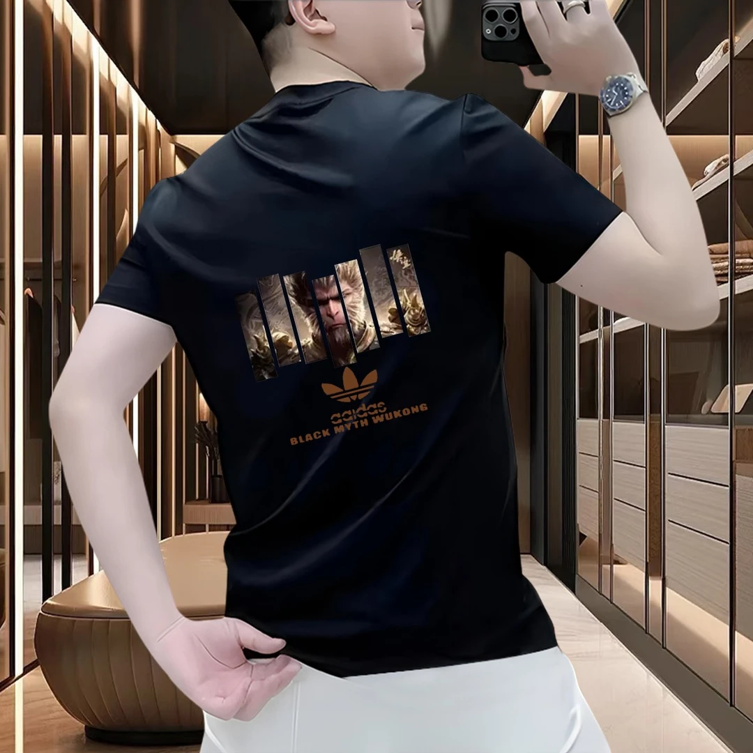 男士高级感短袖T恤2025夏季新款爆款100%纯棉印花男生上衣痞帅