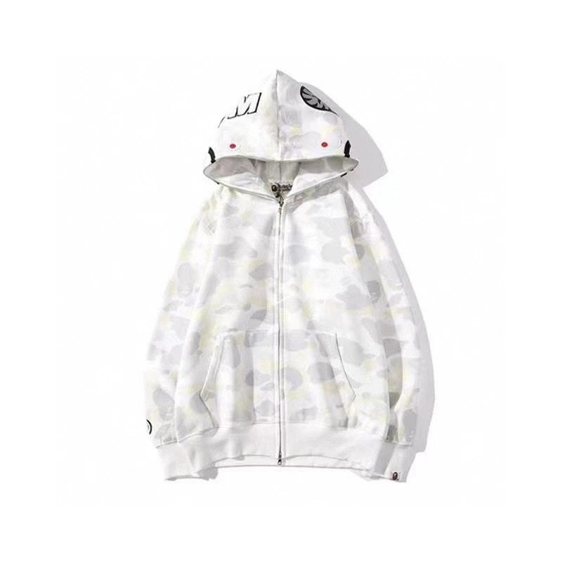 未拆封   全新日版BAPE/男装25春夏迷彩鲨鱼针织连帽卫衣外套开衫