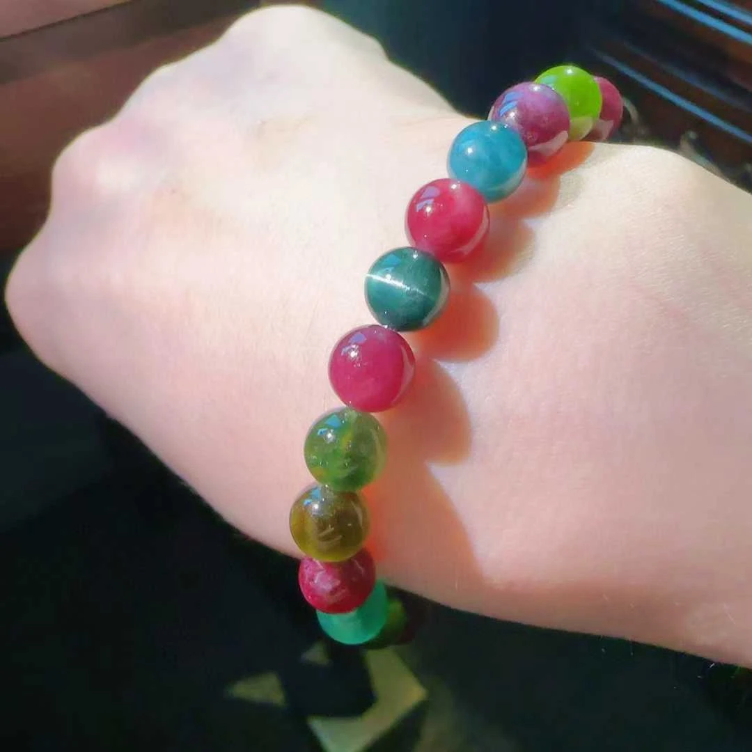 天然真品巴西猫眼碧玺手链7.5mm16.66g碧玺手串纯天然真品100%