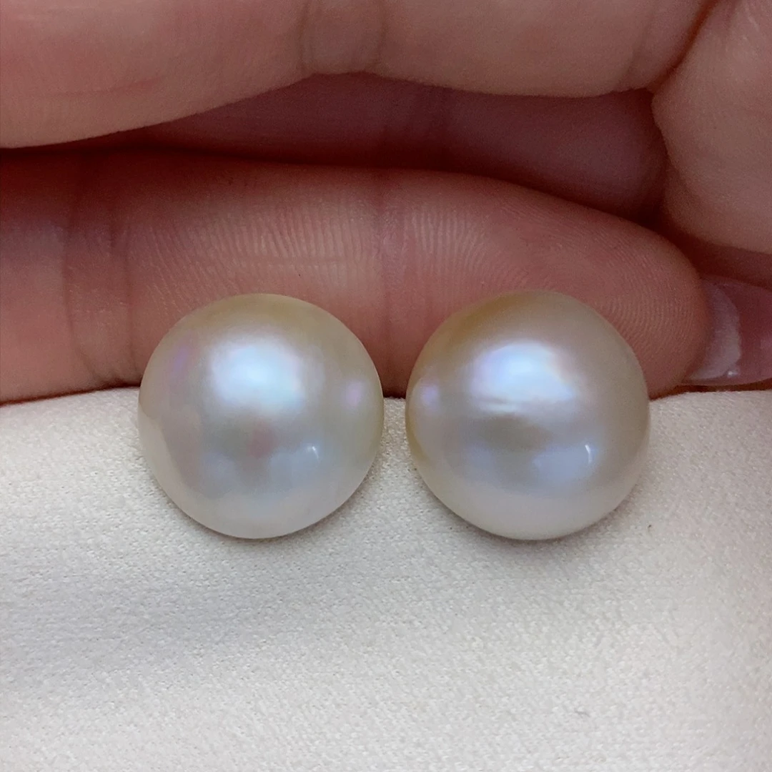 【闪购商品】拼合珍珠（马贝珠）耳饰银S925镶嵌15-16mm