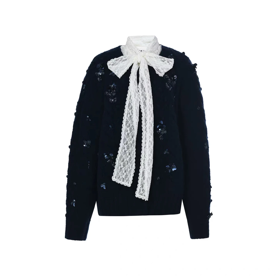 LeFame/拉飞姆2025冬季新针织开衫长袖针织外套LF25D31ZC125