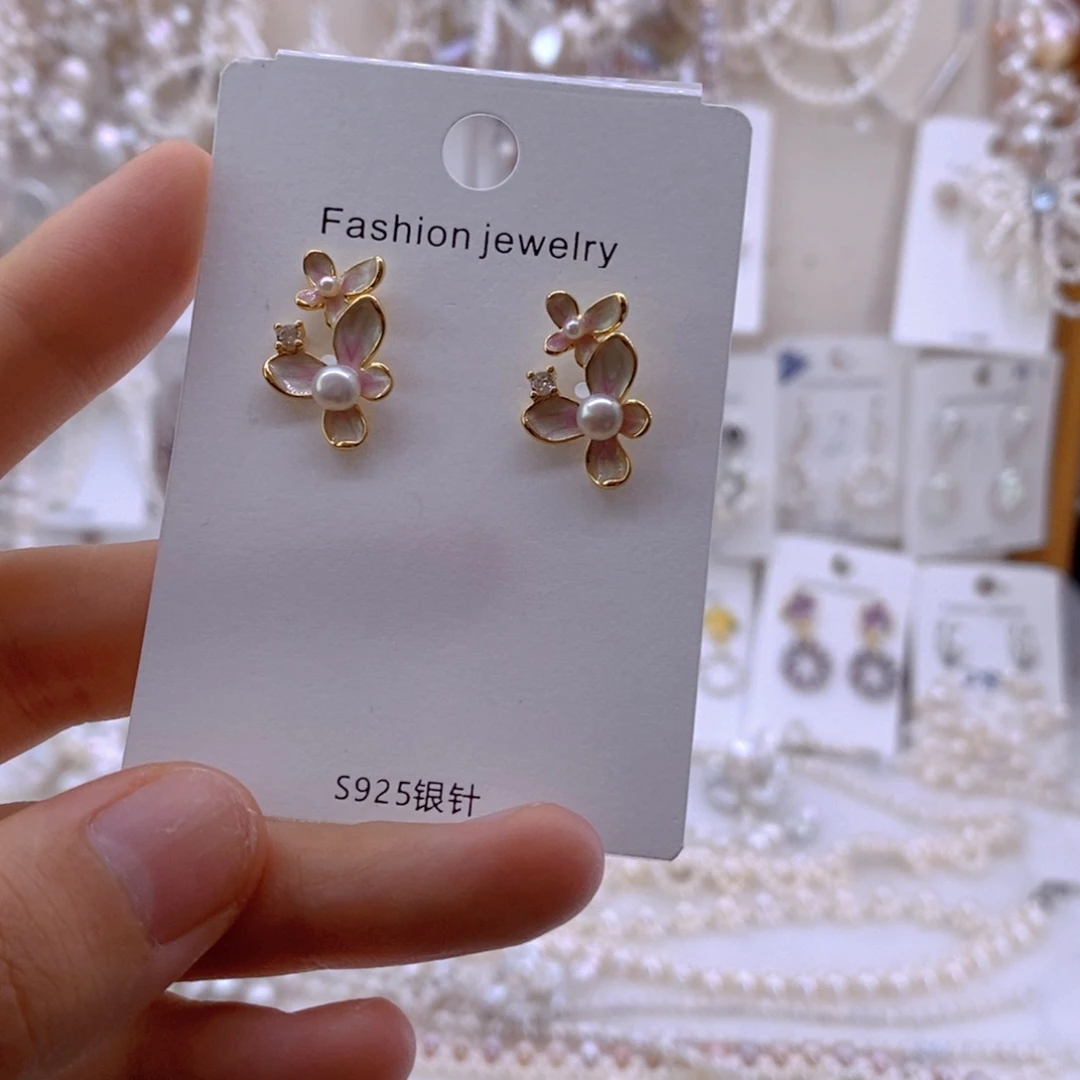 合金淡水珍珠耳钉