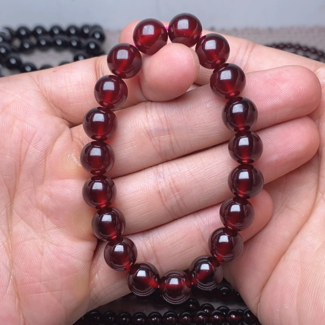 手链石榴石未镶嵌卡10高品质橙红单圈