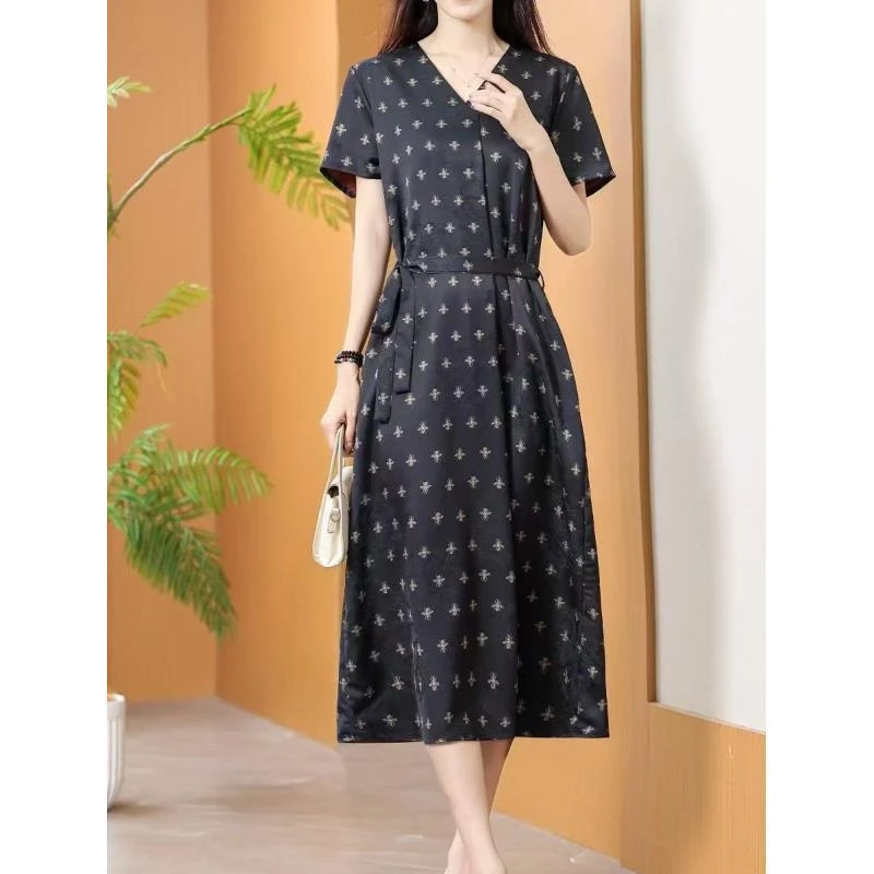 碎花新中式套头印花显瘦连衣裙夏季减龄裙时尚3281