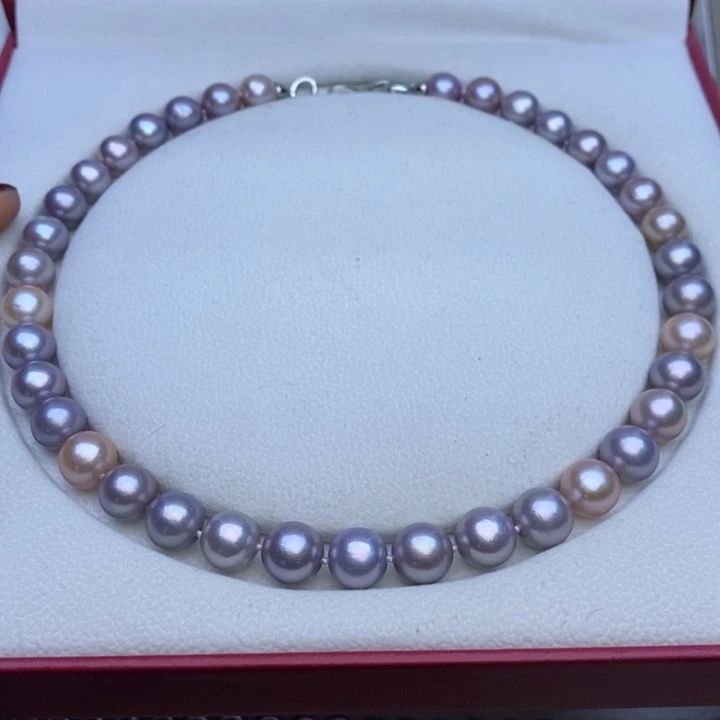 淡水珍珠项链未镶嵌10-11香芋紫 混彩