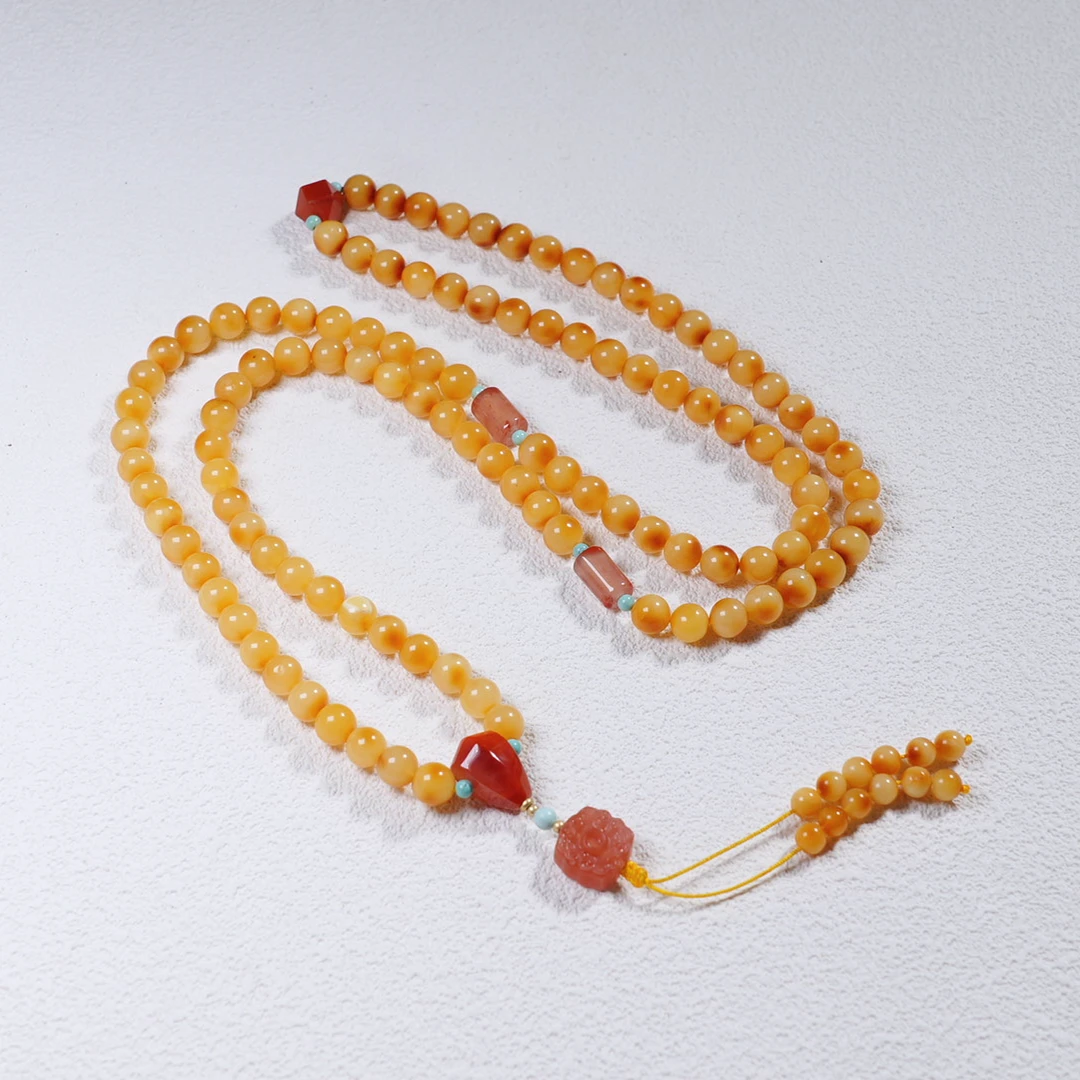 天然琥珀蜜蜡焦皮满蜡7m+DIY项链