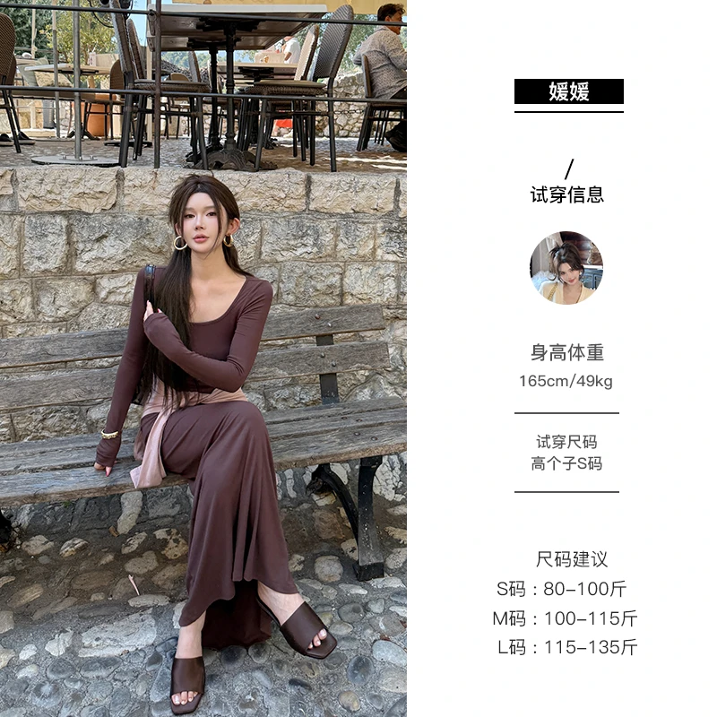 媛媛【小肚隐身术】辣妹新款纯欲显瘦假两件百搭时尚连衣裙女#Q1279