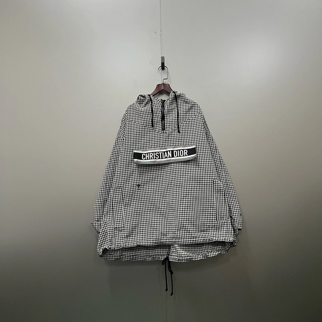 99新 DIOR/迪奥 (ll) 千鸟格满印logo半拉链冲锋衣 XS码/203316