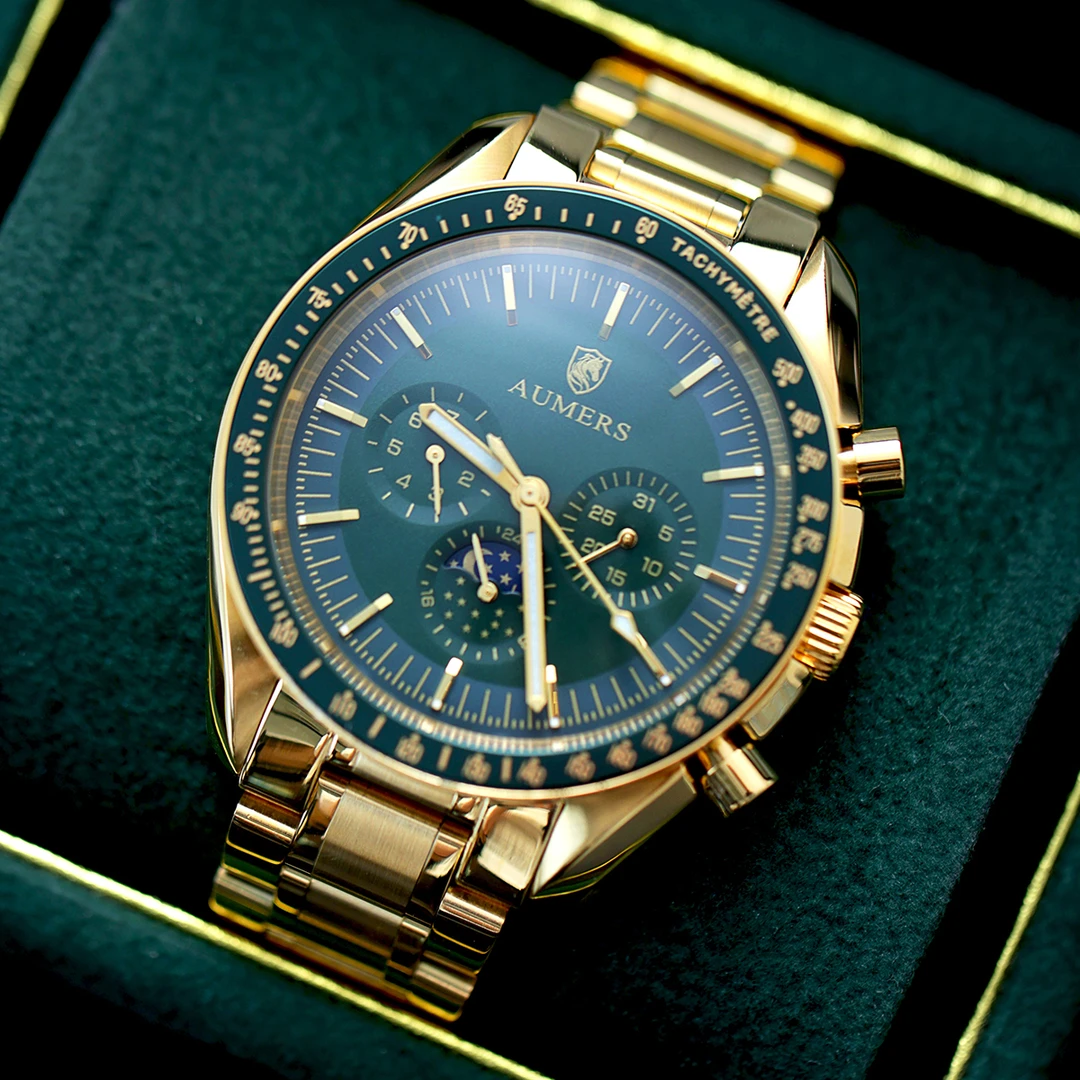 男士金色手表轻奢时尚防水多功能名表腕表3293