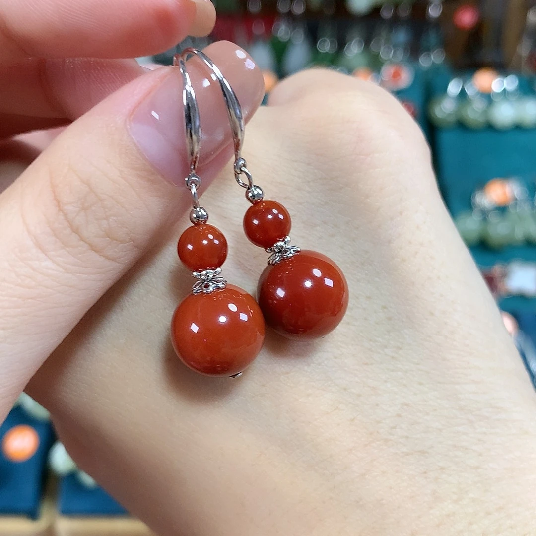 玛瑙/玉髓银S925镶嵌耳饰卡12左右