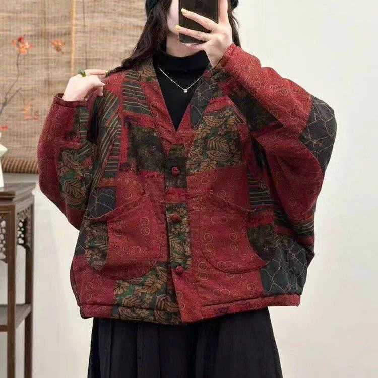 【曼妙】家新款两面穿秋冬加厚款女士棉麻服装上衣新款外套