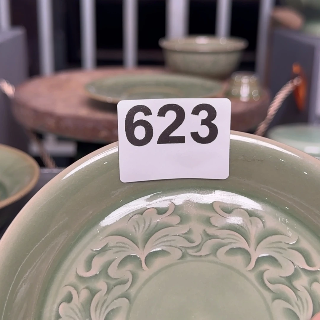 四****瓷片耀州窑手工盘子瑕疵不退换